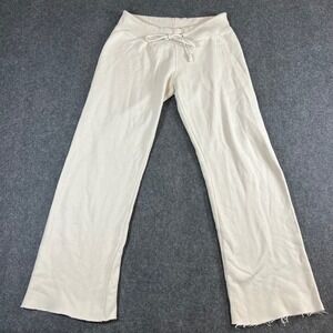John Galt Brandy Melville Cream Wide Leg Sweatpants Raw Hem Drawstring MCH002H